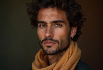 Fototapeta premium Portrait of an italian beautiful man with a scarf