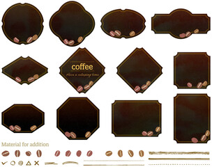 コーヒーのテキストフレームセット(黒)