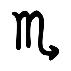 Hand drawn scorpio zodiac sign Esoteric symbol doodle Astrology clipart Element for design