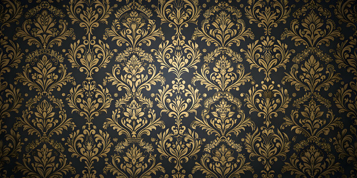 Dark and rich damask wallpaper with gold accents, perfect for a dark fantasy theme , dark, rich, background, wallpaper, damask