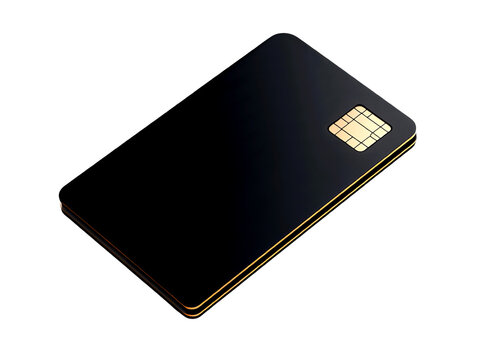A sleek, modern black credit card with a golden edge, showcasing a chip for secure transactions and stylish design.