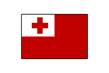 Obraz premium The vibrant flag of Tonga displays a bold red background with a white square featuring a red cross in the upper left corner, symbolizing the nation's history and culture.
