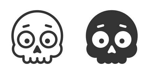 Fototapeta premium Outlined and solid skull icons with a friendly, cartoonish design. Suitable for Halloween, danger signs, or Day of the Dead themes. Vector illustration.