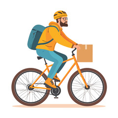 Fototapeta premium A man delivering a parcel on bike