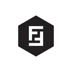 F letter on hexagon shape logo.