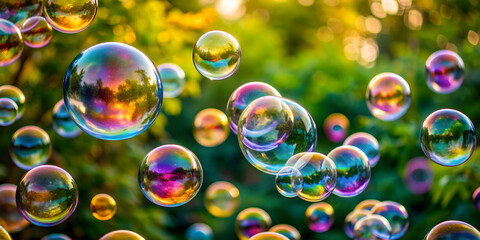 Colorful soap bubbles floating in the air, creating an emotional and dramatic atmosphere, colorful, soap bubbles, floating