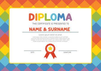 Cover or flyer template with Abstract colorful texture. Art kids. Painting poster design. template for Certificate diploma.