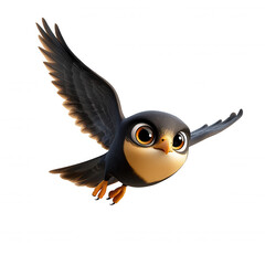 Fototapeta premium Stylized Cartoon Bird in Mid Flight