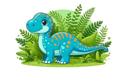 Fototapeta premium A Cartoon Drawing of a Cute Dinosaur