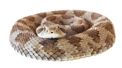Obraz premium A rattlesnake coiled isolated on a transparent background.