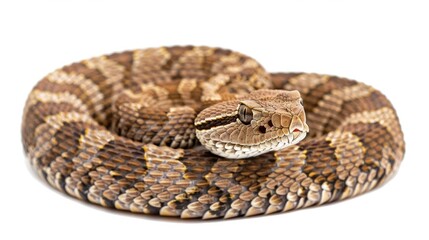 Obraz premium A rattlesnake coiled isolated on a transparent background.