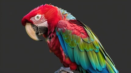 Obraz premium A parrot with vivid feathers isolated on a transparent background.