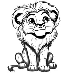Obraz premium Kids Coloring Page: Cute Lion Cub - Coloring for Kids
