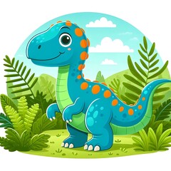 Fototapeta premium A Cartoon Drawing of a Cute Dinosaur