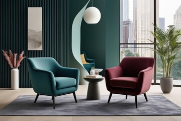 Sleek Contemporary Armchair Silhouettes in Assorted Hues for Modern Indoor Spaces