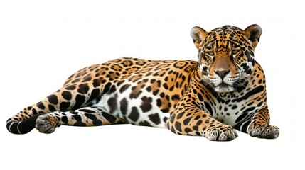 Obraz premium A jaguar resting isolated on a transparent background.