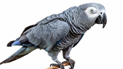 Obraz premium A colorful African grey parrot isolated on a transparent background.