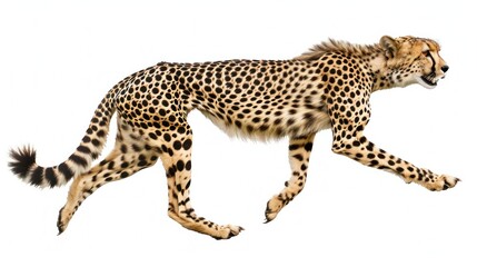 A cheetah ready to sprint isolated on a transparent background.