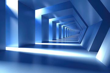 Obraz premium Blue technology tunnel, frame structure