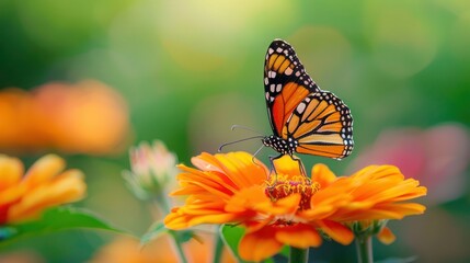 Obraz premium A butterfly on a flower isolated on a transparent background.
