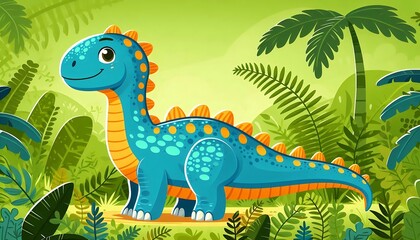 A Cartoon Drawing of a Cute Dinosaur