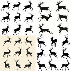 vector art of a deer's silhouette in different poses