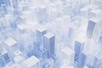 Fototapeta premium Digital blueprint of a futuristic modern city 
