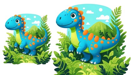 Naklejka premium A Cartoon Drawing of a Cute Dinosaur