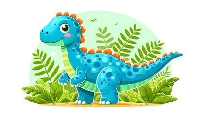 Obraz premium A Cartoon Drawing of a Cute Dinosaur