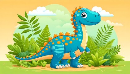 A Cartoon Drawing of a Cute Dinosaur