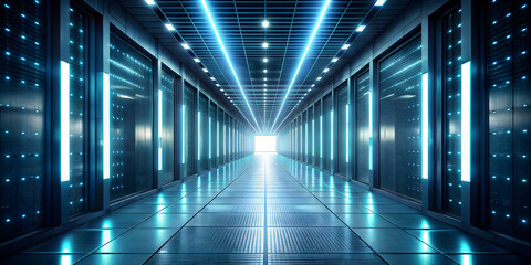 Obraz premium Illuminated pathways leading to central hub in dark room symbolizing department convergence