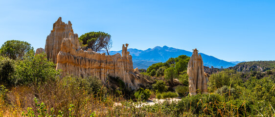 Mount Canigou, from the site of the Orgues de l'Ille sur Têt, in the Pyrénées Orientales, Catalonia, Occitanie, France