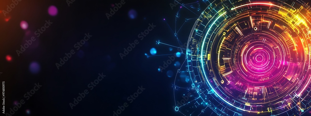 Aufkleber abstract glowing neon circular design with multiple layers
