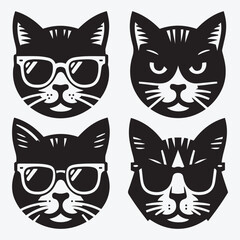 Fototapeta premium Cat Silhouette Bundle Clip Art Vector Illustration for Animal Lovers