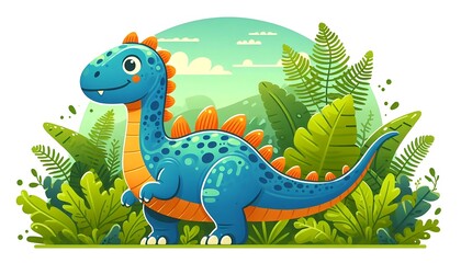 Fototapeta premium A Cartoon Drawing of a Cute Dinosaur