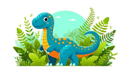 Fototapeta premium A Cartoon Drawing of a Cute Dinosaur