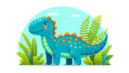 Fototapeta premium A Cartoon Drawing of a Cute Dinosaur