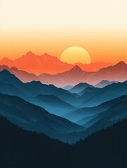 Mountain sunset landscape