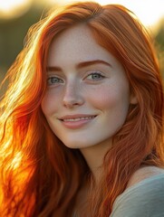 Fototapeta premium Red-haired woman close-up