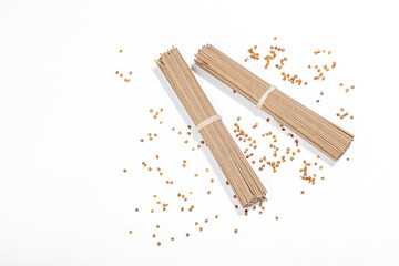 Japanese buckwheat soba noodles. Classic ingredient for preparing traditional dishes