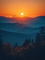 Sunset Over Mountains