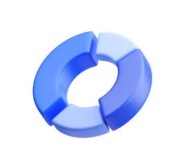 Blue pie chart with graphs 3D icon illustration background