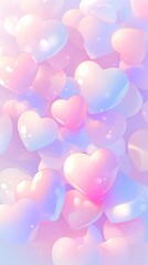 Dreamy Pink Blue Pastel Hearts Background Wallpaper