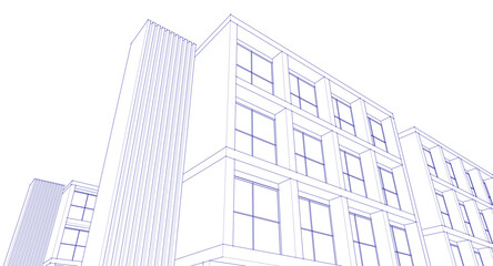 Fototapeta premium modern city architecture street 3d illustration