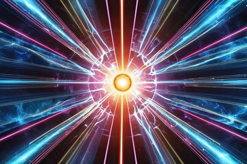 Quantum Leap and Dimension Jump in a Multiverse Realm: Radiant Energy Bands Converging at the Time Portal Illustration