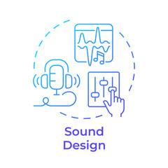 Sound design multi color concept icon. Media production, sfx. Soundboard, digital editing. Round shape line illustration. Abstract idea. Graphic design. Easy to use in infographic, presentation