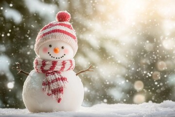Smiling Snowman in a Winter Wonderland