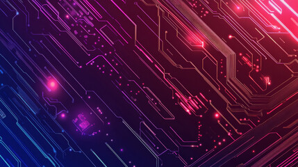 Fototapeta premium This vector illustration presents a sleek, abstract technology background, highlighting intricate circuit lines and geometric patterns. The design features a network of interconnected lines and nodes,