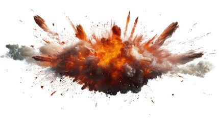 Explosive fireball on a black background with vibrant flames, heat, and smoke