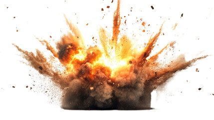 Explosive fireball on a black background with vibrant flames, heat, and smoke